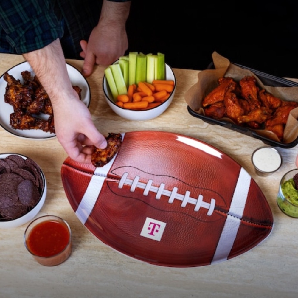 Football Shaped Tray Serving Platter Plastic Game Day